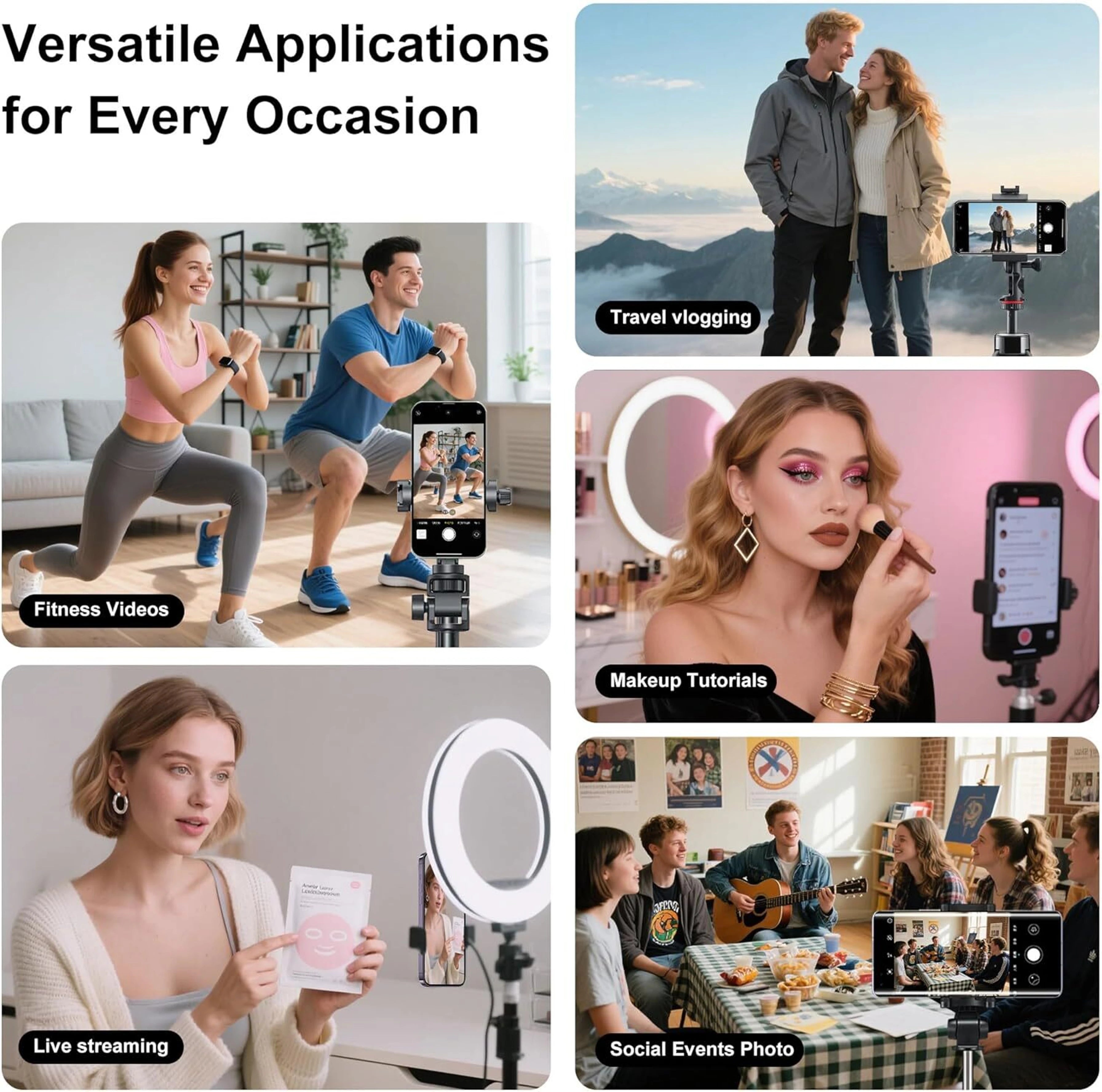 Wireless Magnetic Selfie Vlog Screen for iPhone & Android, 4" Mirror Monitor Single Gimbal for Mobile (N/A)