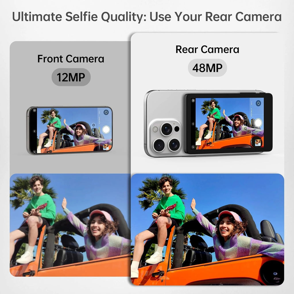 Wireless Magnetic Selfie Vlog Screen for iPhone & Android, 4" Mirror Monitor Single Gimbal for Mobile (N/A)